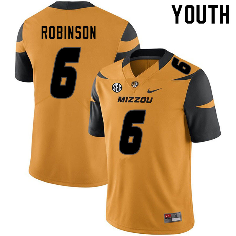 Youth #6 Darius Robinson Missouri Tigers College Football Jerseys Sale-Yellow